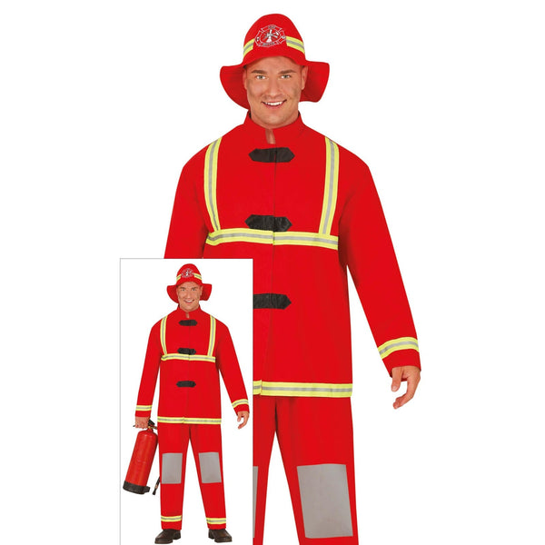 Costume de pompier rouge, adulte