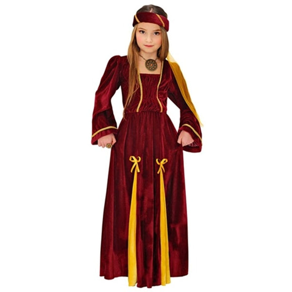 Costume de princesse médiévale rouge, fille