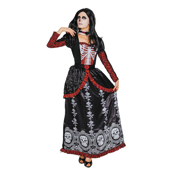 Costume de princesse squelette du jour des morts, femme