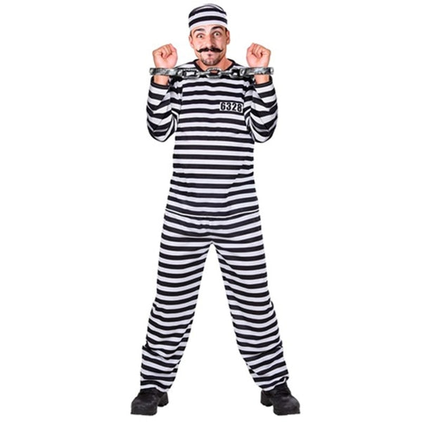 Costume de prisonnier rayé, homme