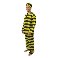 Costume de prisonnier rayé jaune et noir, adulte — vue 2