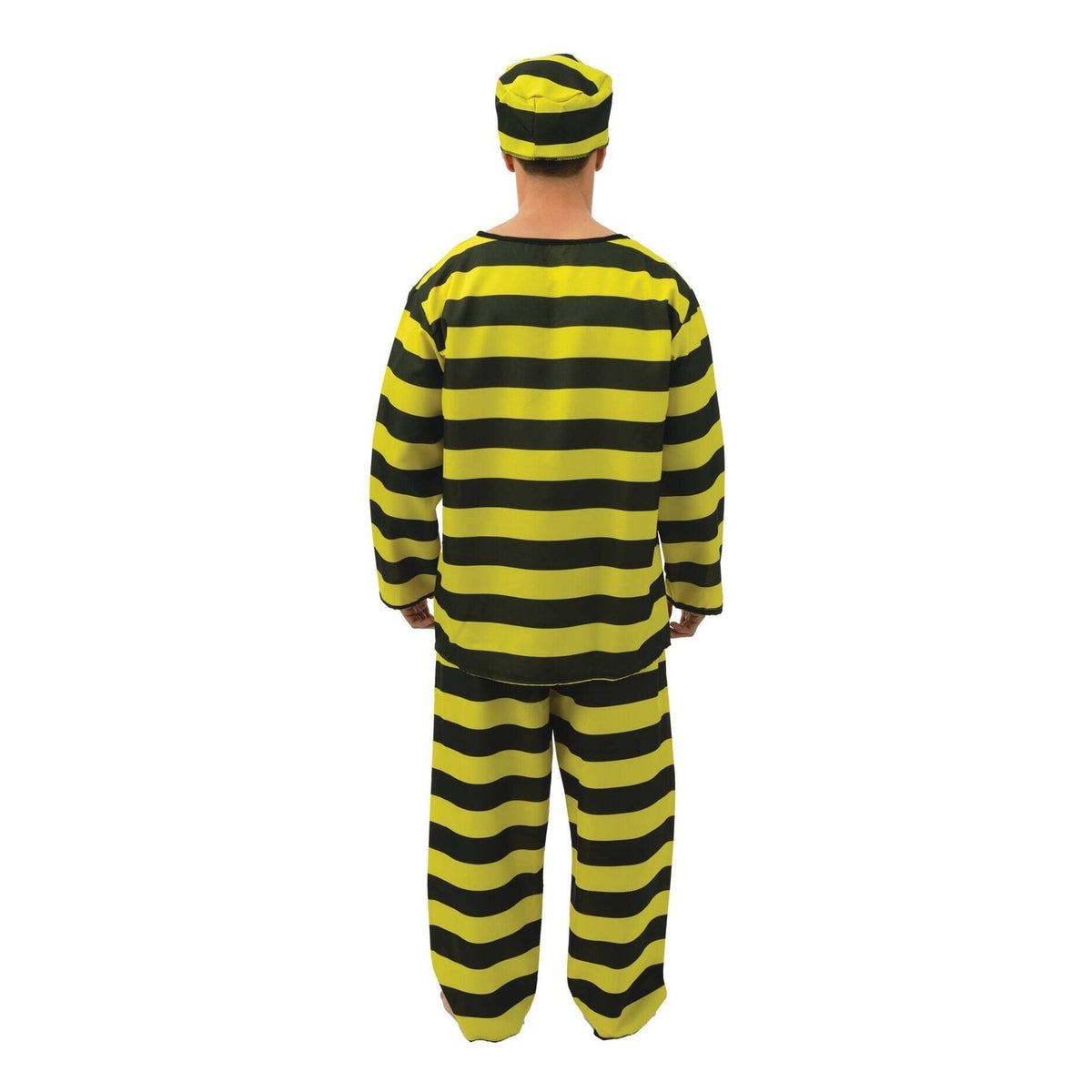 Costume de prisonnier rayé jaune et noir, adulte — vue 3