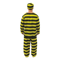 Costume de prisonnier rayé jaune et noir, adulte — vue 3
