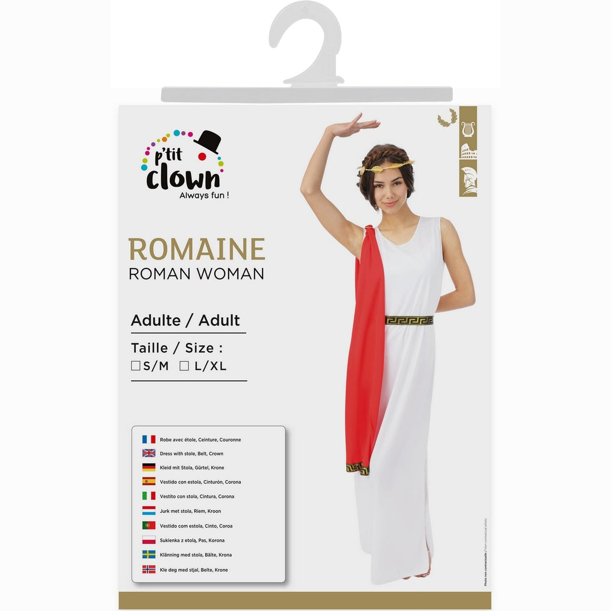 Costume de Romaine blanc et rouge, adulte — vue 4