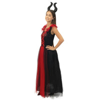 Costume de sorcière maléfique noir et rouge, femme — vue 2