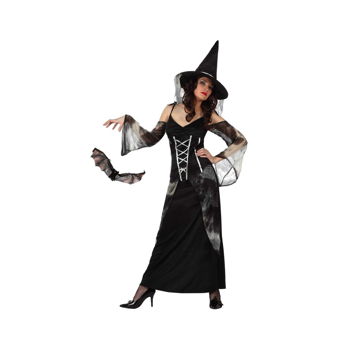 Costume de sorcière à robe longue et corset, femme