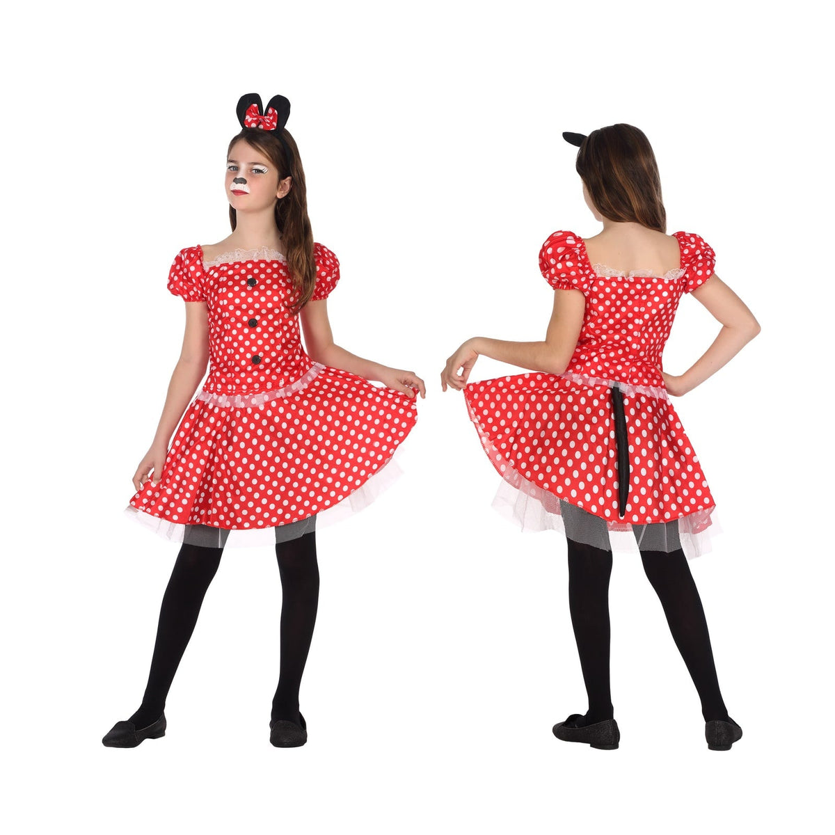 Costume de petite souris à robe à pois, fille