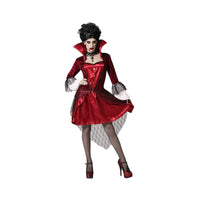Costume de vampiresse en satin rouge, femme