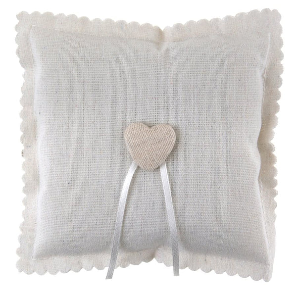 Coussin d'alliances cœur, blanc