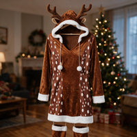 Déguisement de biche de Noël femme, 3 pièces, taille L