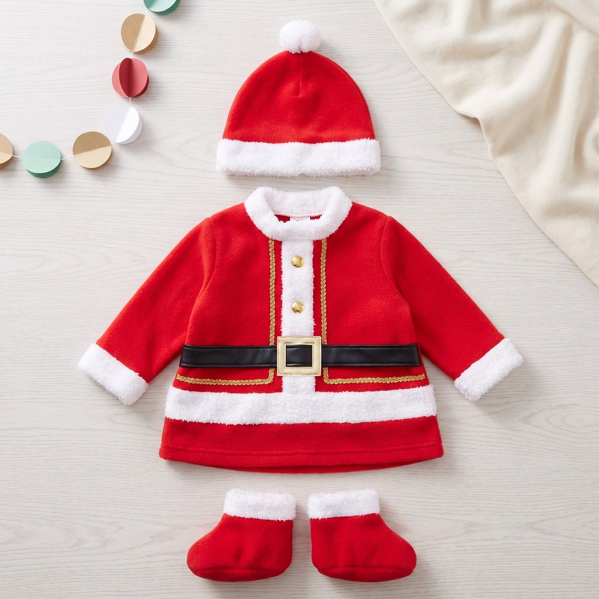 Déguisement de Père Noël bébé 96 cm, veste bonnet chaussons