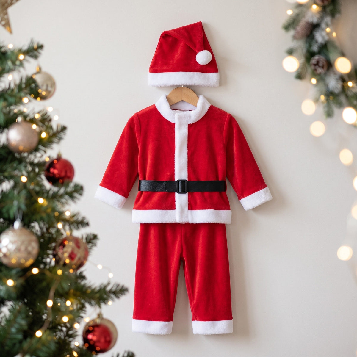 Déguisement de Père Noël garçon en velours, 5/6 ans