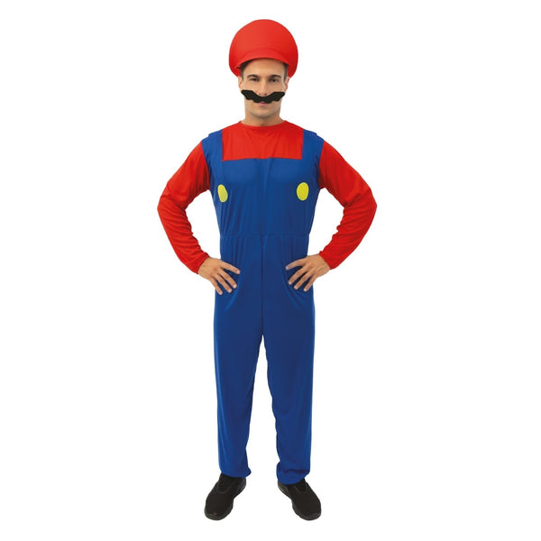Déguisement de plombier adulte, salopette casquette moustache