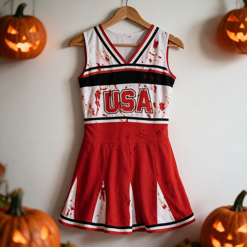 Déguisement de pom-pom girl zombie, robe ensanglantée