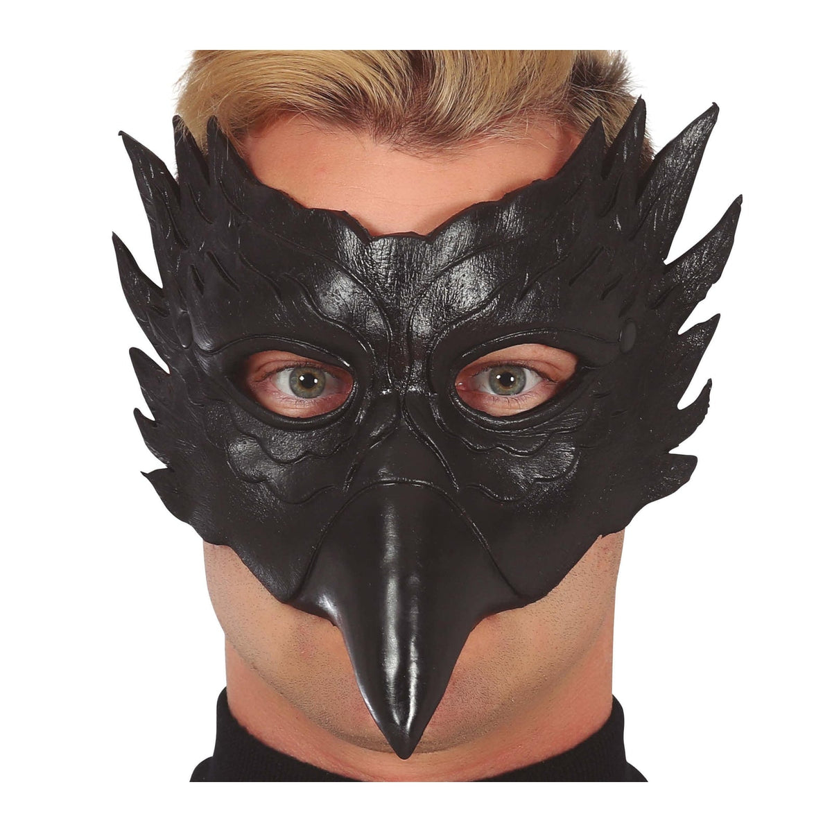 Demi-masque de corbeau noir
