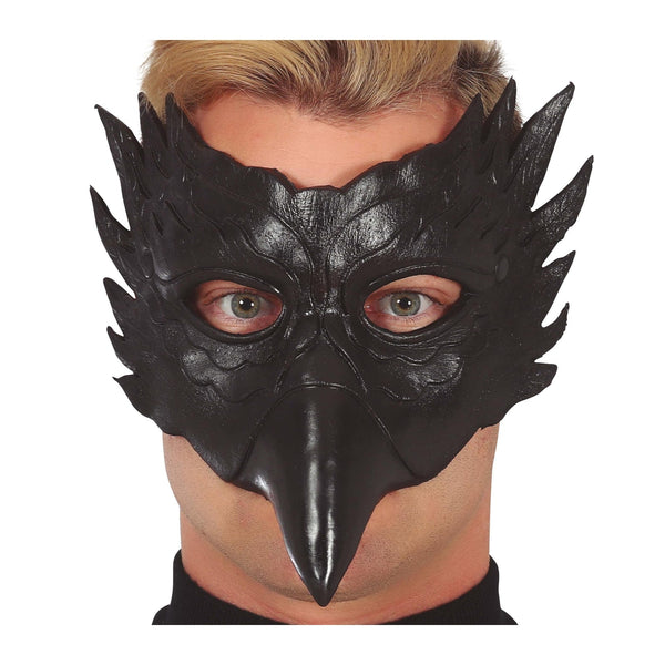 Demi-masque de corbeau noir