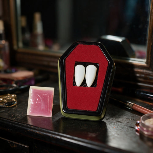 Dents de vampire à coller, qualité pro avec fixateur
