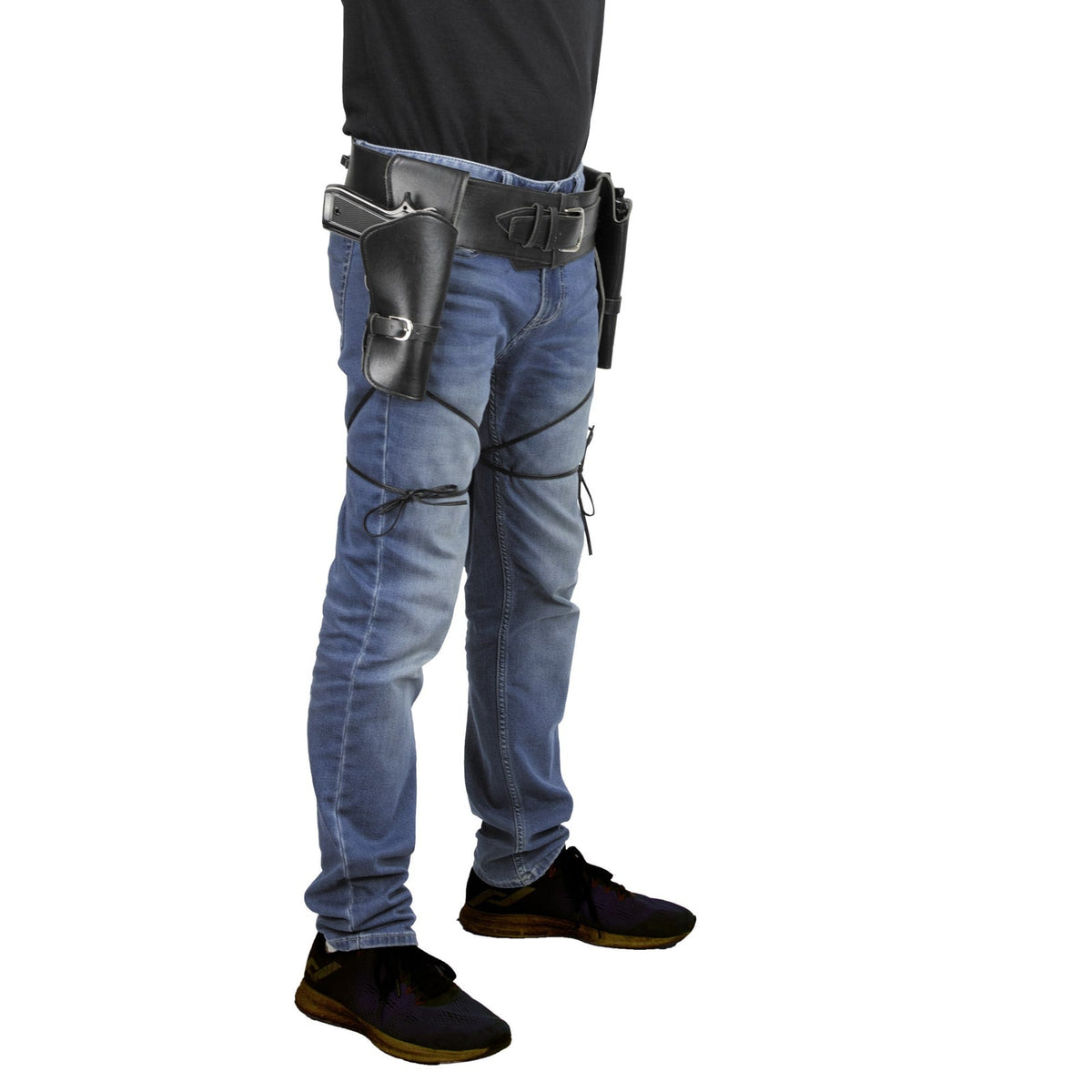 Double holster en simili cuir noir — vue 3