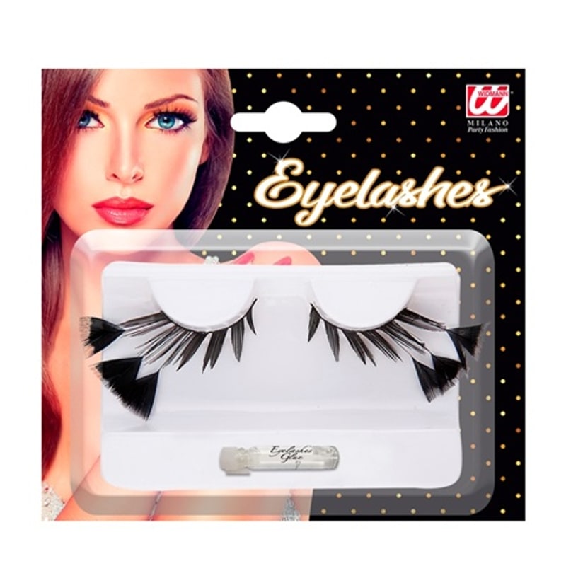 Faux cils noirs à plumes