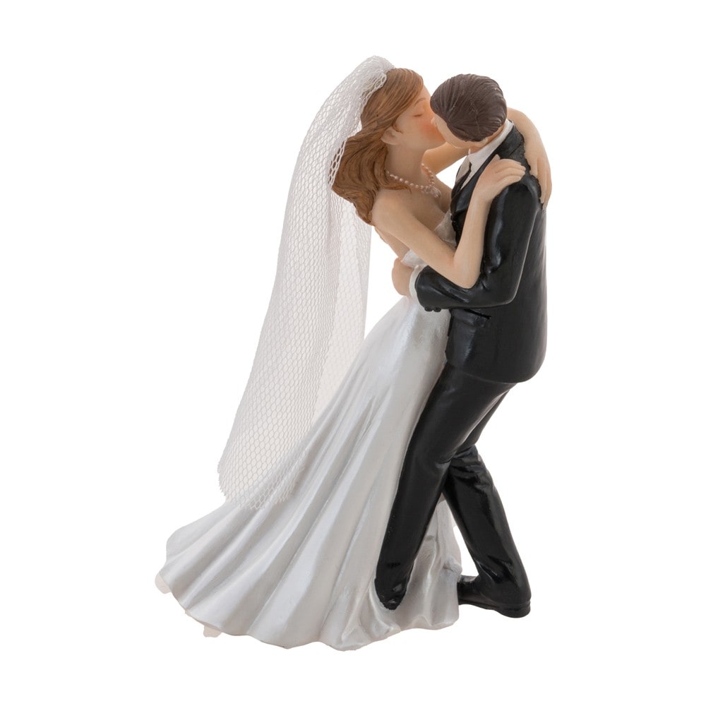 Figurine couple de mariés qui s'embrassent, 13 cm