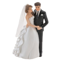 Figurine couple de mariés main dans la main, 14 cm