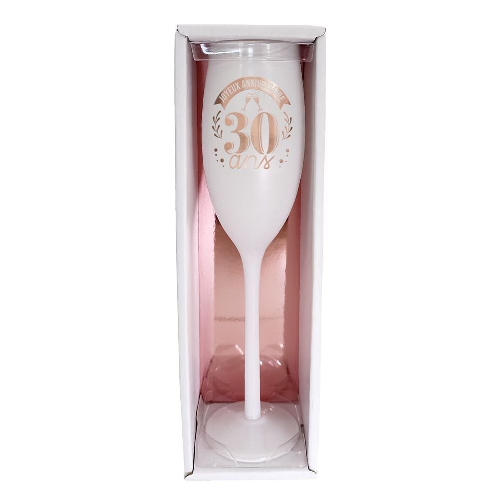 Flûte à champagne d'anniversaire, blanc et rose doré — vue 3