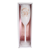 Flûte à champagne d'anniversaire, blanc et rose doré — vue 3