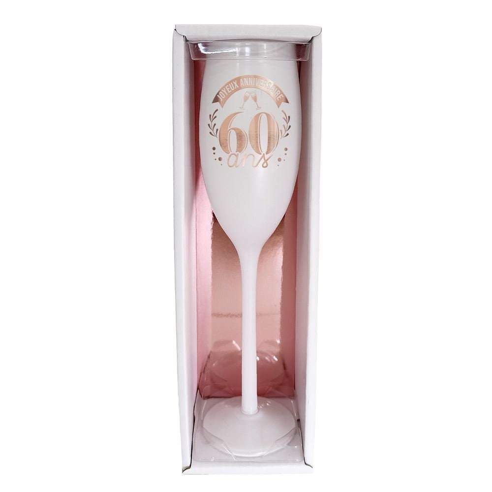 Flûte à champagne d'anniversaire, blanc et rose doré — vue 6