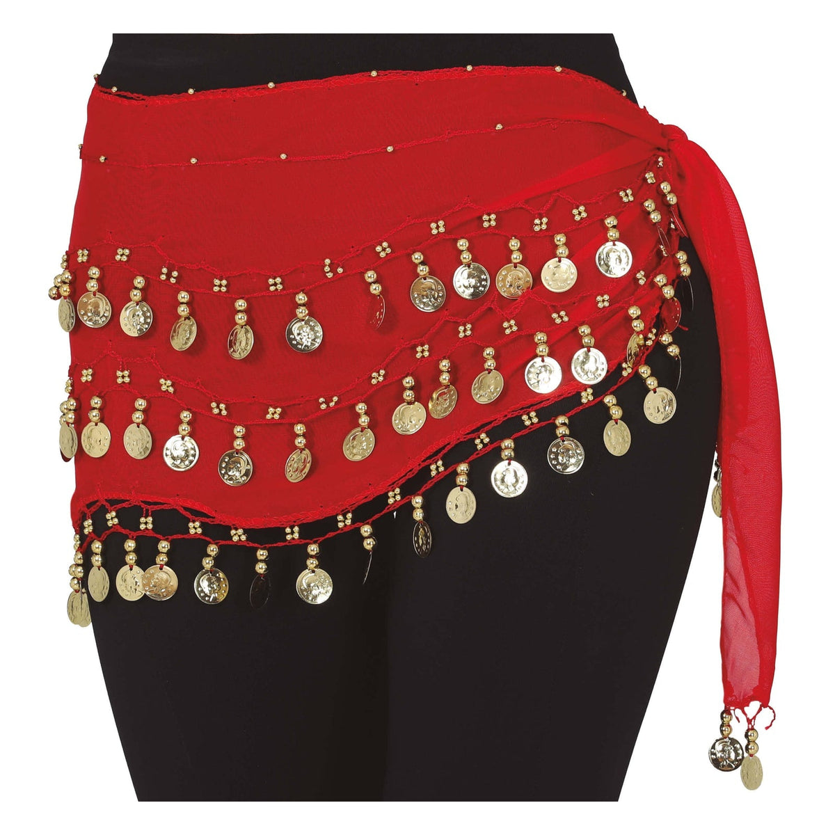 Foulard de danse orientale rouge à sequins