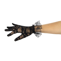 Gants courts en dentelle noire