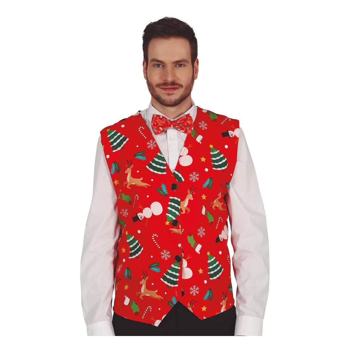 Gilet de Noël rouge à sapins, adulte