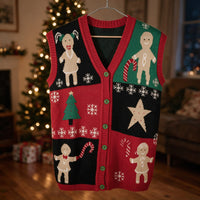 Gilet de Noël sans manches rouge, noir et vert