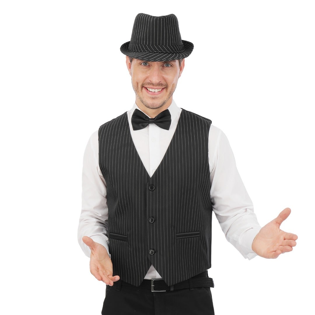 Gilet sans manches rayé noir et blanc, adulte