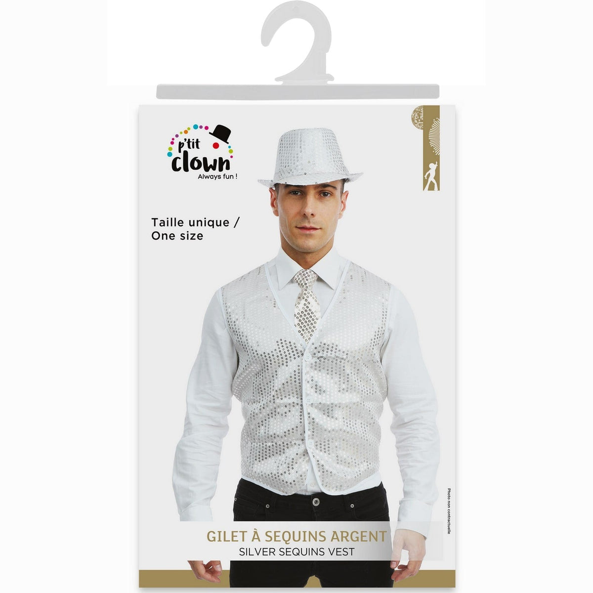 Gilet à sequins argent ou or, adulte — vue 5