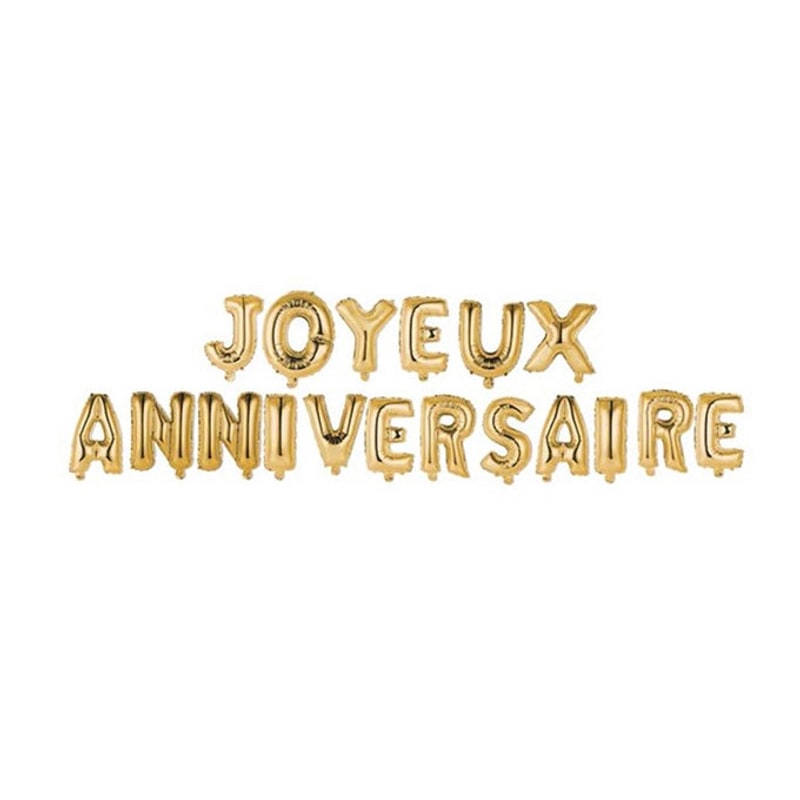 Guirlande ballons Joyeux anniversaire or