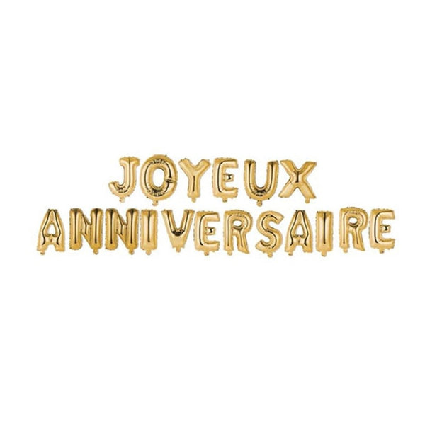 Guirlande ballons Joyeux anniversaire or