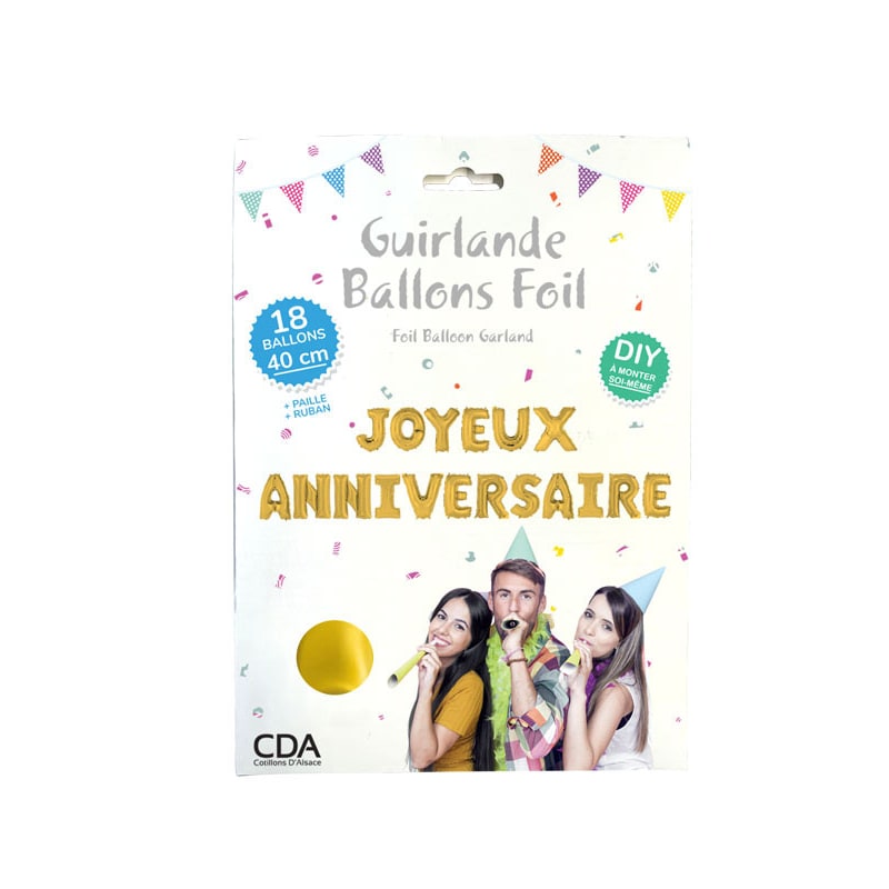 Guirlande ballons Joyeux anniversaire or — vue 2