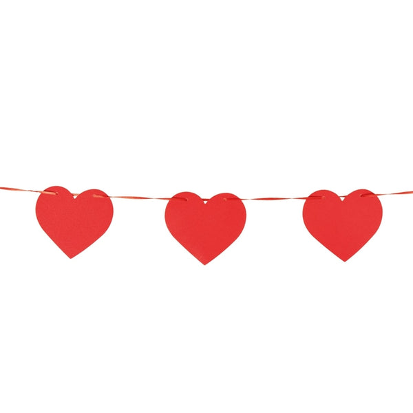 Guirlande cœurs rouges, 3 m