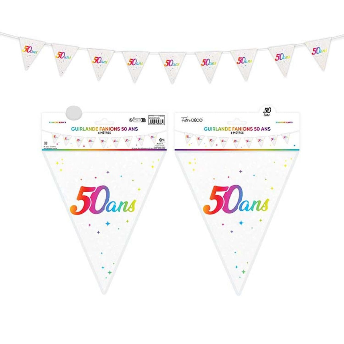 Guirlande fanions anniversaire multicolore, 6 m — vue 4