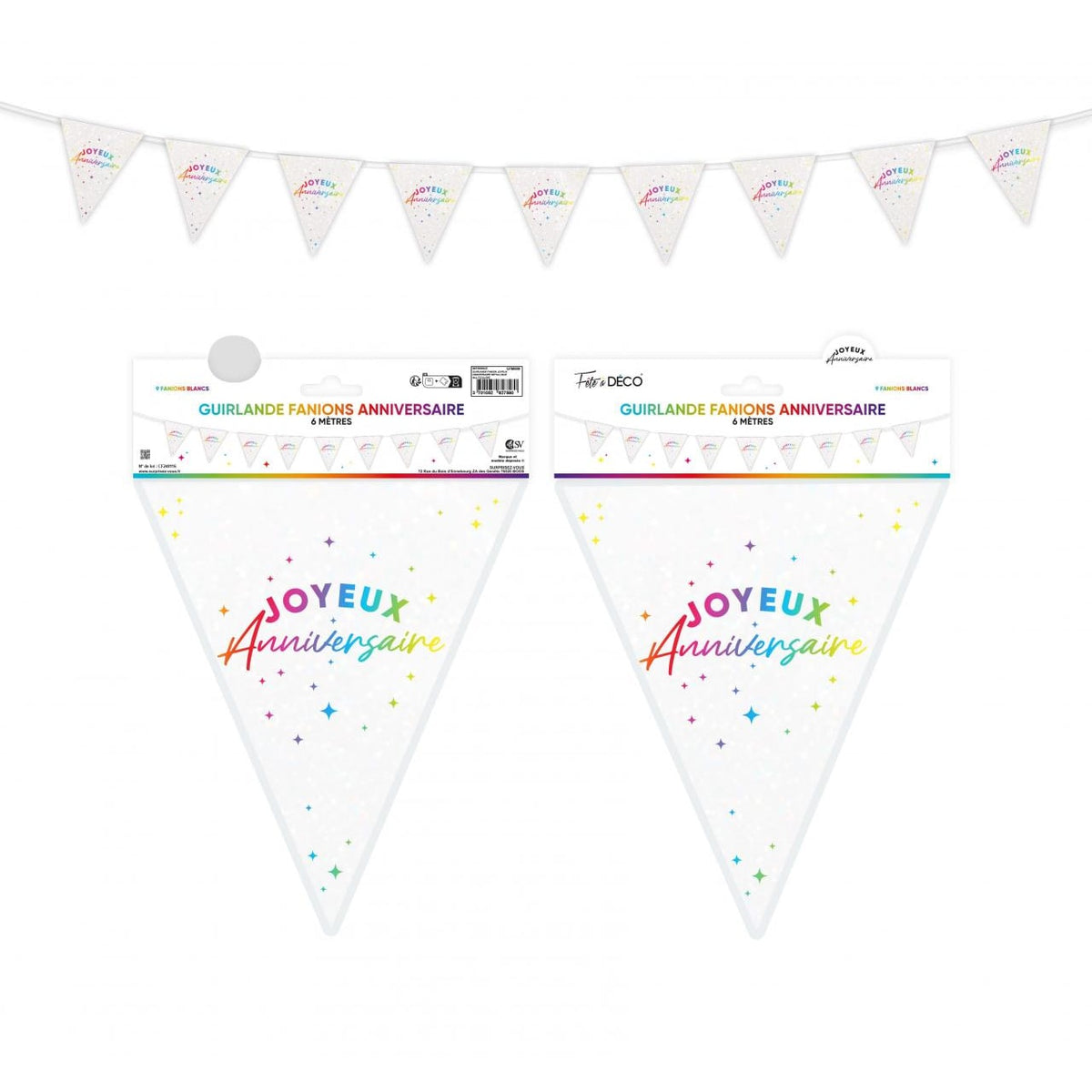 Guirlande fanions anniversaire multicolore, 6 m — vue 6