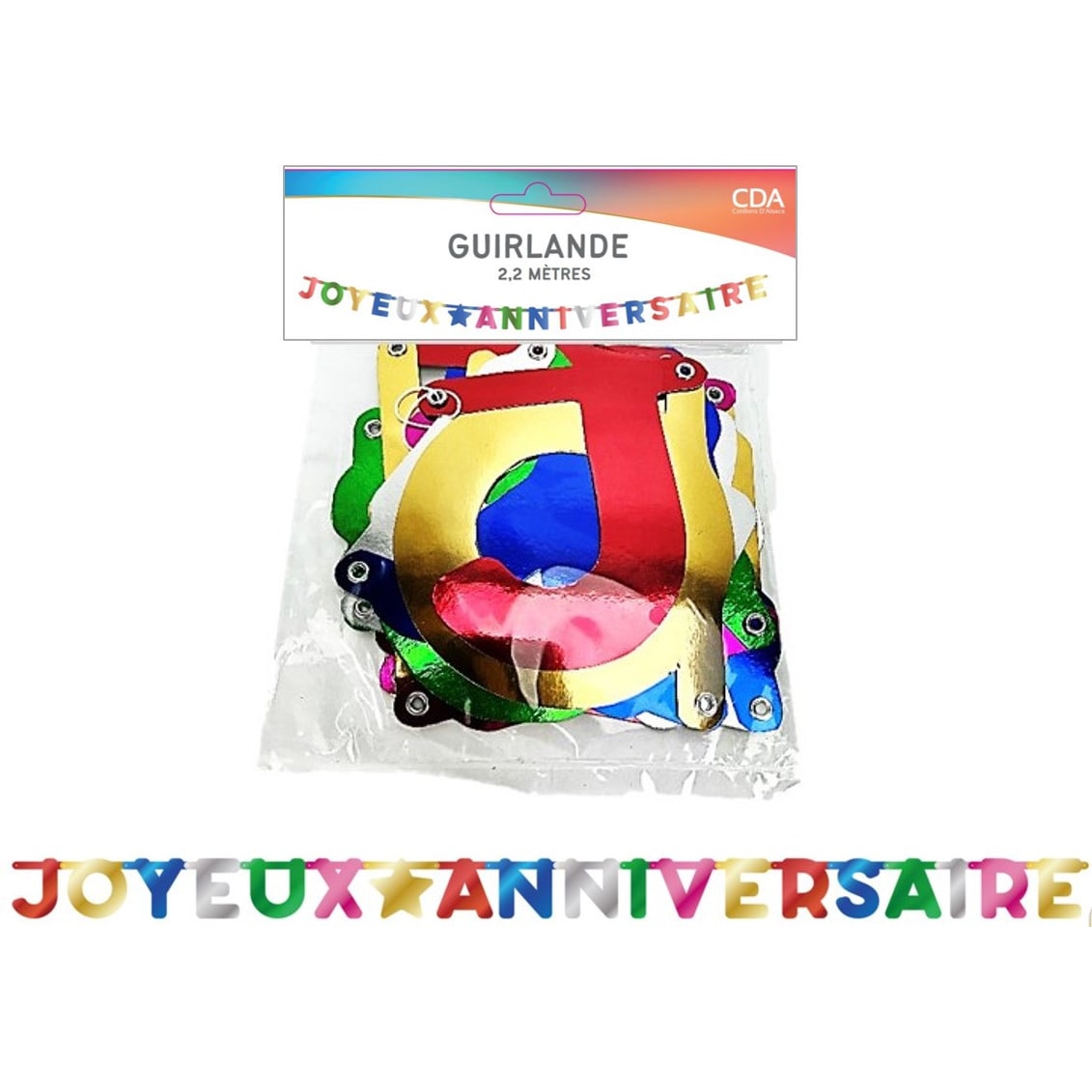 Guirlande lettres Joyeux anniversaire, 2,2 m — vue 3