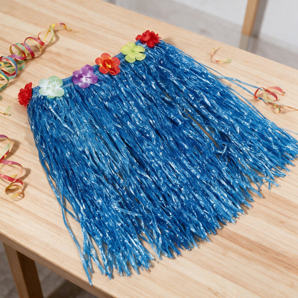 Jupe hawaïenne en raphia synthétique, 50 cm, à fleurs
