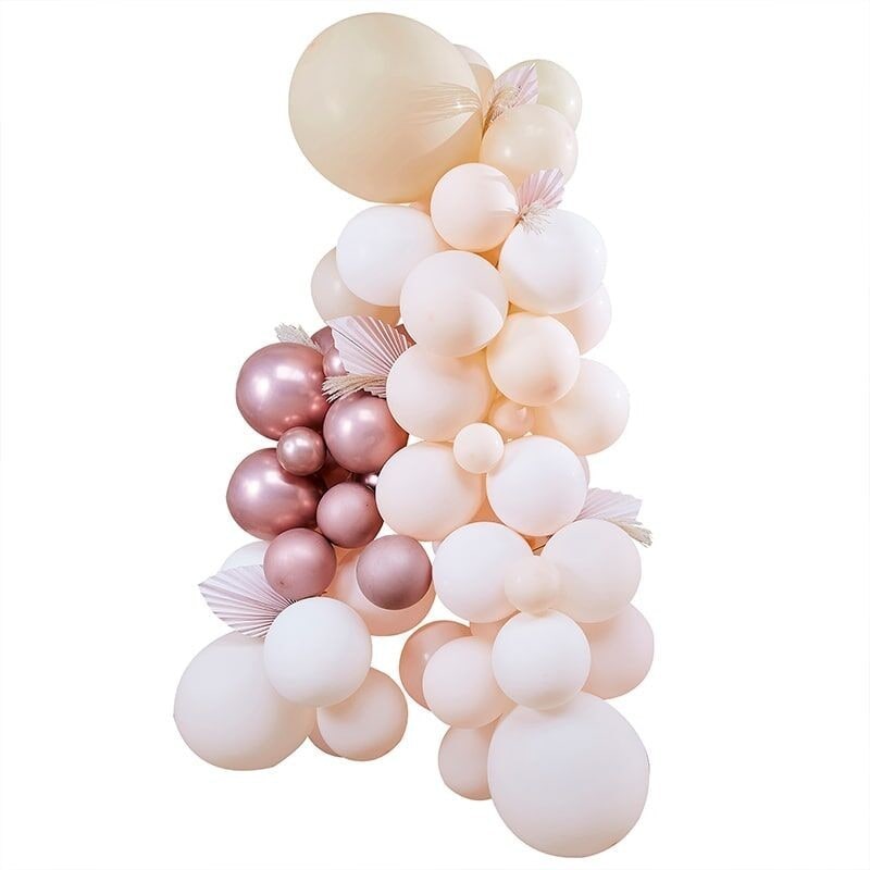 Kit arche de 70 ballons pêche et rose gold