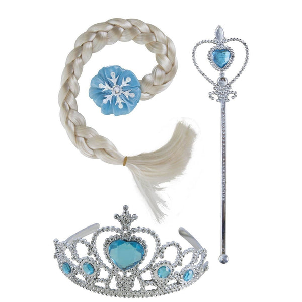 Kit de princesse des glaces, sceptre diadème et tresse