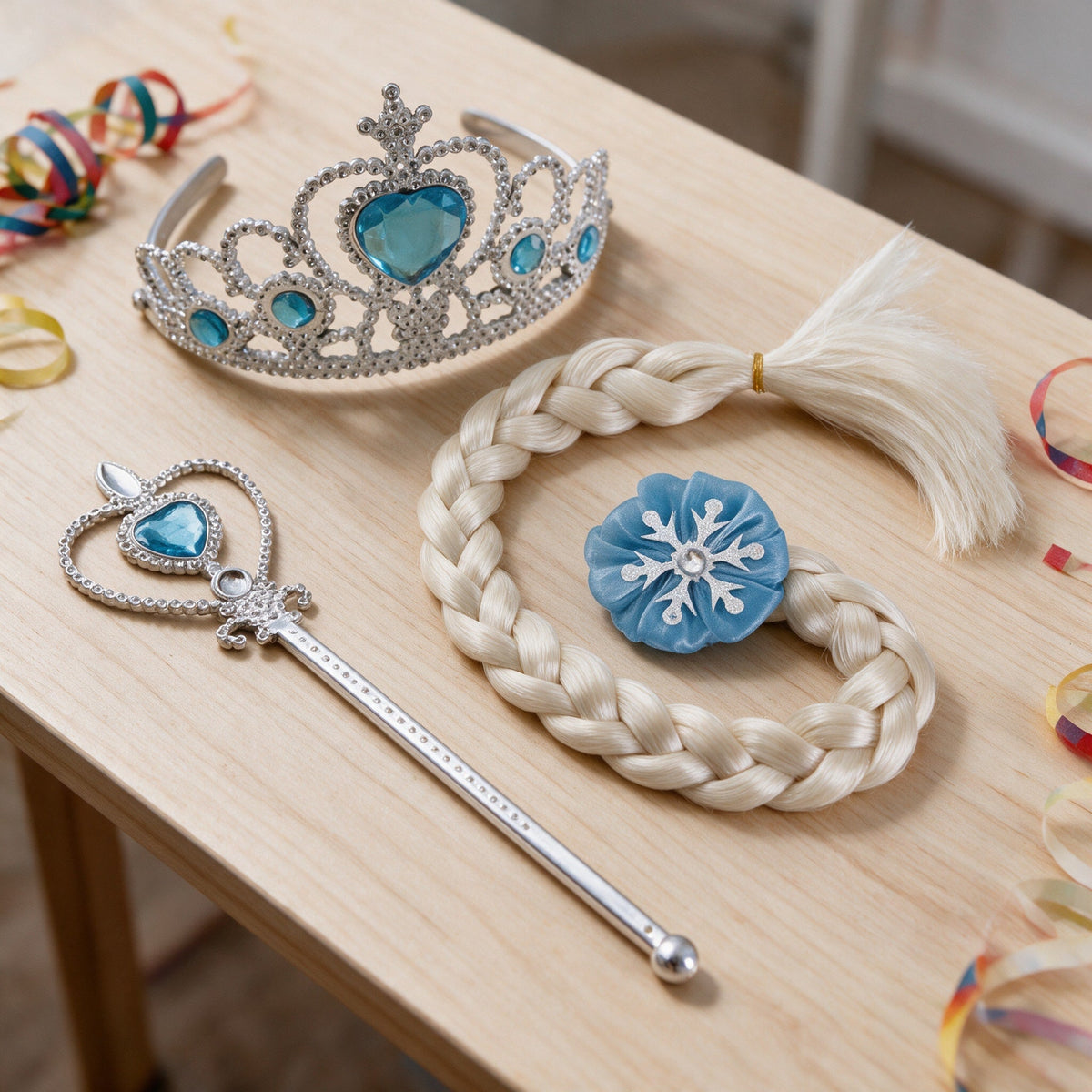 Kit de princesse des glaces, sceptre diadème et tresse