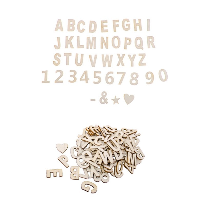 Lettres et chiffres adhésifs en bois, 3 cm