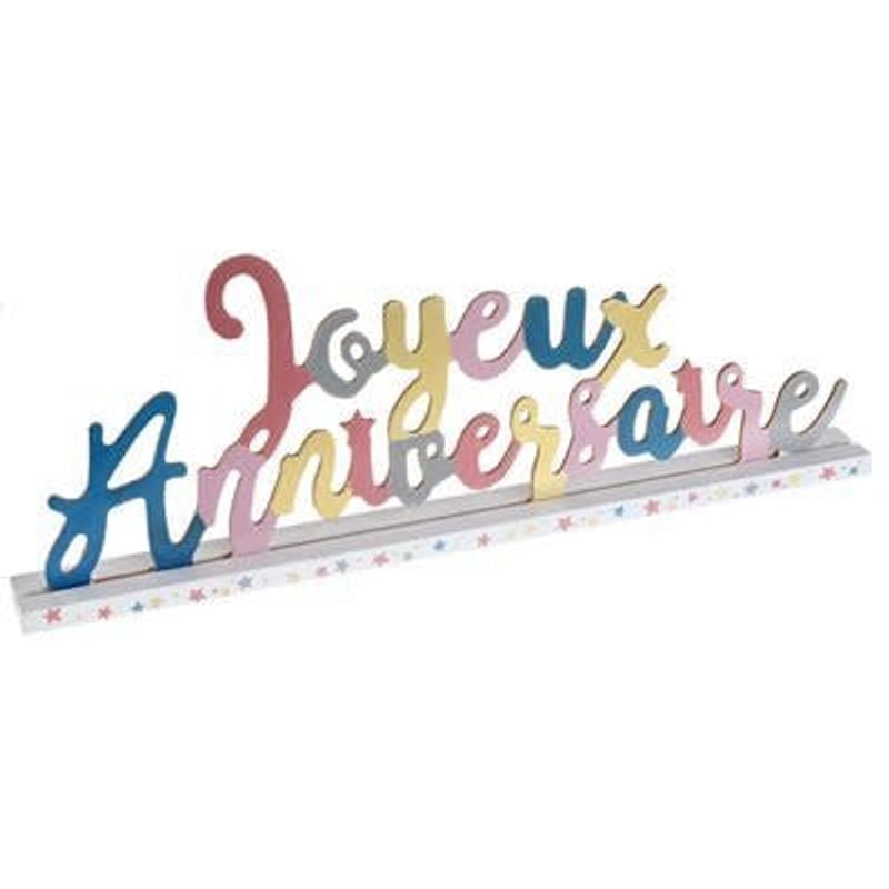 Lettres Joyeux anniversaire en bois à poser, 33,5 cm