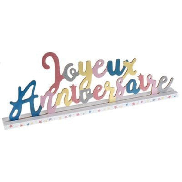Lettres Joyeux anniversaire en bois à poser, 33,5 cm