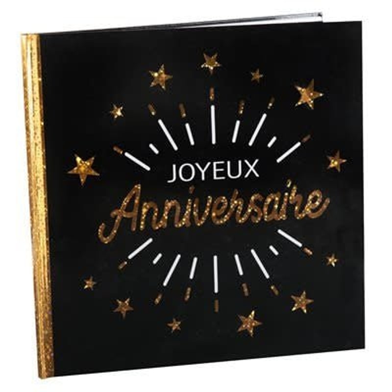 Livre d'or Joyeux anniversaire, noir et or ou rose gold