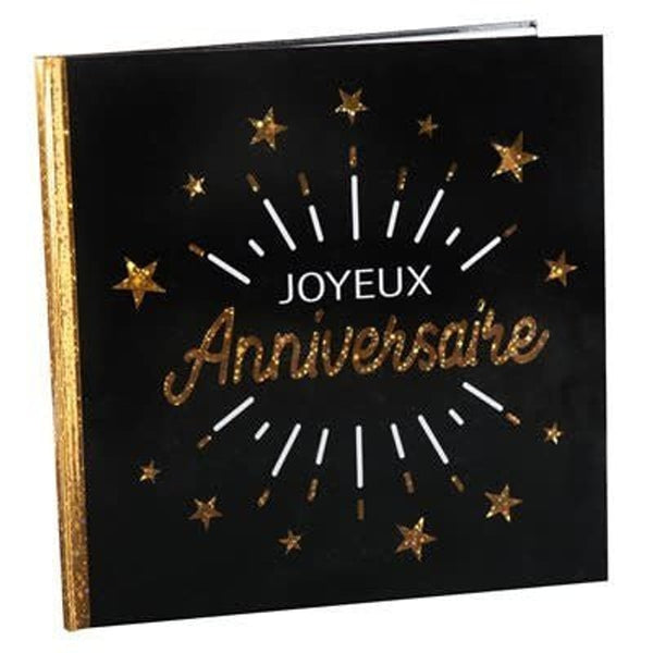 Livre d'or Joyeux anniversaire, noir et or ou rose gold
